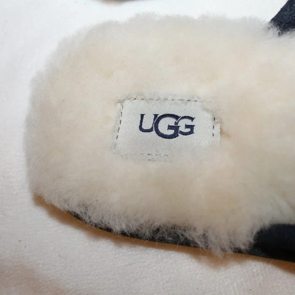 NIB UGG SCUFF SUEDE‎ SHEARLING MEN'S HOUSE SLIP ON SLIPPERS NAVY BLUE